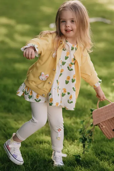 Set cu rochita colanti si cardigan BELLA - galben / 5 ani