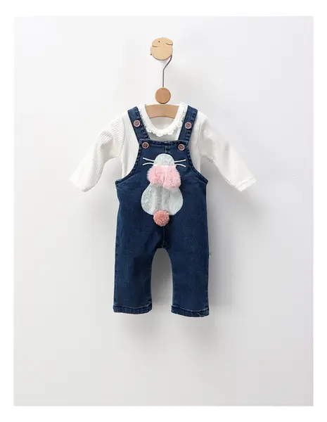 Set cu salopeta de blug+bluza Simina, albastru
