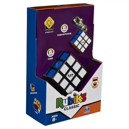 Set cub rubik 3x3 clasic si breloc (Multicolor)