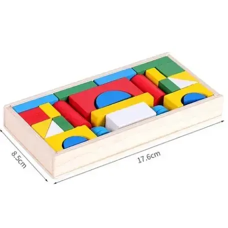 Set Cuburi din Lemn – 26 Piese | Joc de Construcție Montessori - Default Title