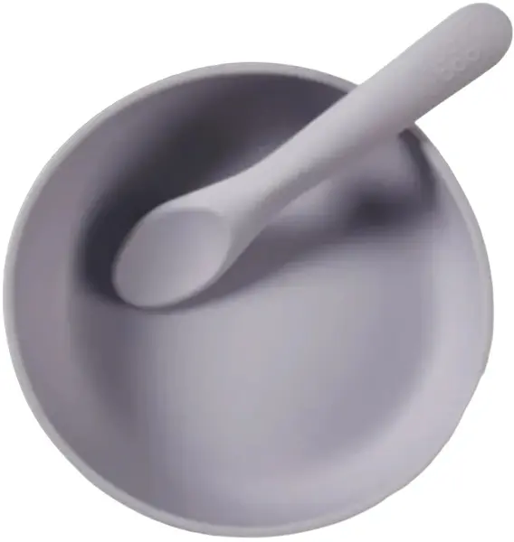 Set cupă silicon cu vacuum și linguriță Vital Baby - Mov