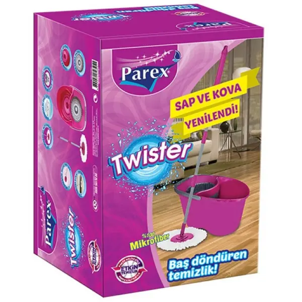 Set Curatenie Parex Twister, Galeata si Mop Rotativ, 20 l, Roz