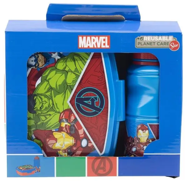 Set cutie sandwich si sticla pentru lichide, 400 ml, multicolor, Heraldic Army, Avengers, Marvel Engros
