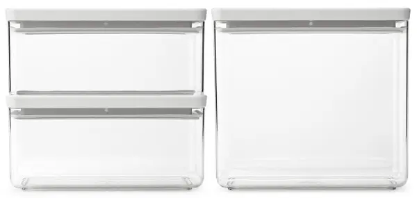 Set cutii pentru depozitarea produselor Brabantia - Tasty+ Stackable, Light Grey, 3 buc