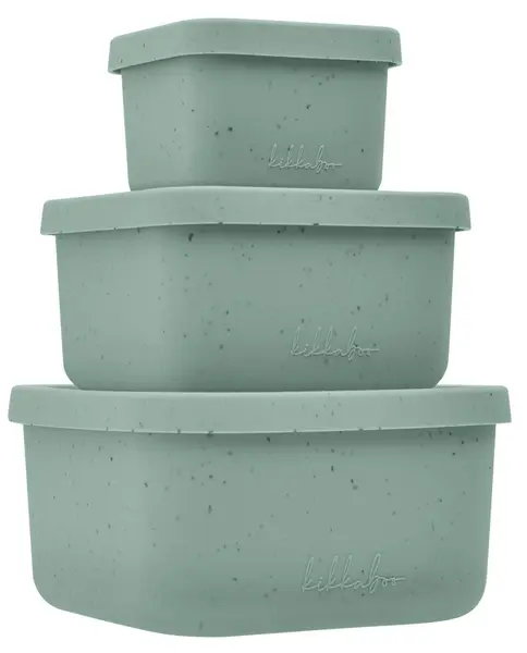 Set cutii pentru mâncare KikkaBoo Platinum Silicone - Sage, 3 buc