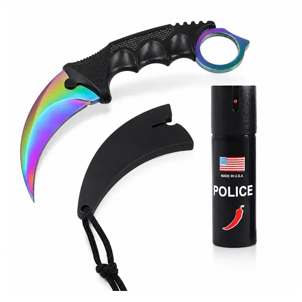 Set cutit karambit si spray paralizant DEPOX , Rainbow Blade, 25 cm - Copie