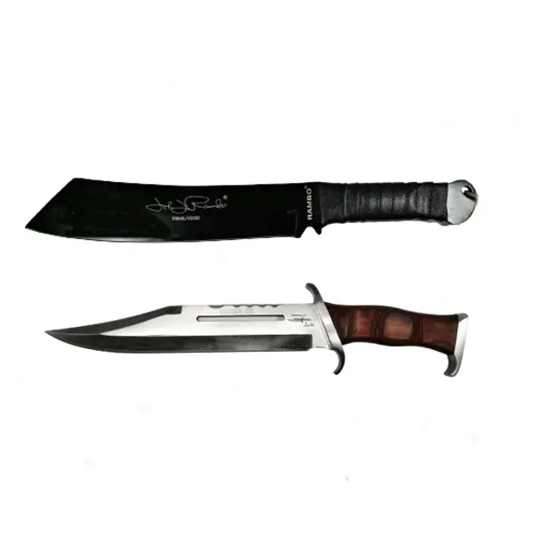 Set Cutit si Maceta Rambo IV, DEPOX , Otel inoxidabil, Teaca inclusa