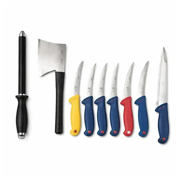 Set cutite profesionale macelarie 8 piese, DEPOX , otel inoxidabil, multicolor