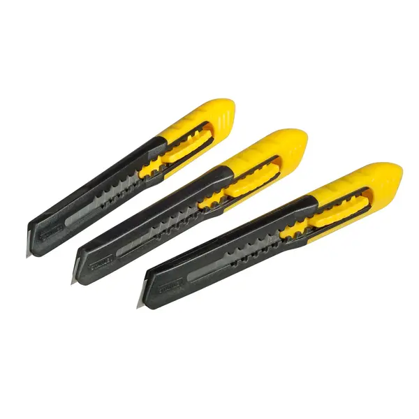 Set cutter Stanley 2-10-150, Blocare prin glisare, Lama 9 mm, 3 bucati, negru/galben
