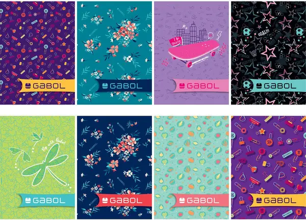 Set de 10 caiete Gabol - A5, 80 coli, randuri late, pentru fete, sortiment
