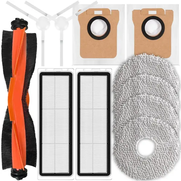 Set de 11 Accesorii NewEvo pentru Aspiratoarele Xiaomi MI X10 PLUS+, X20+PLUS, 1 perie tambur, 2 perii laterale, 2 filtre Hepa, 2 Saci, 4 Mopuri de