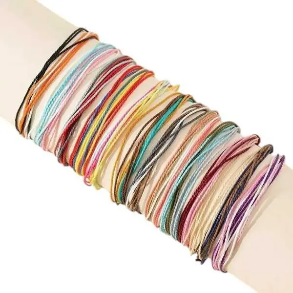 Set de 12 brățări reglabile din șnur colorat