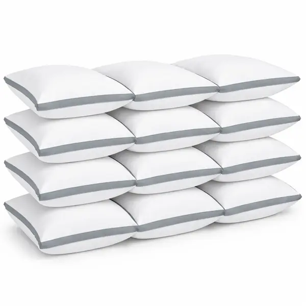 Set de 12 perne Hotel Luxury dreptunghiulare 50x70cm cu puf siliconizat, gri
