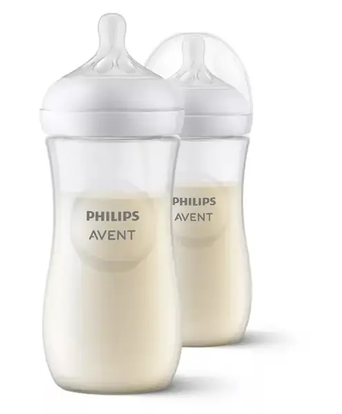 Set de 2 biberoane pentru nou-nascuti Philips Avent Natural Response, SCY906/02, 330 ml, tetina debit 4, 3 luni +