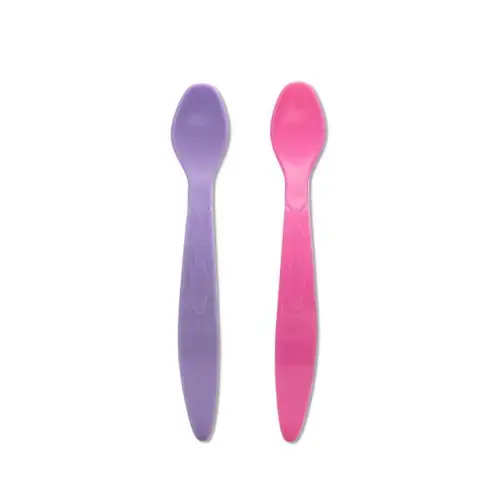 Set de 2 lingurite flexibile Lorelli, cu maner lung, margine rotunjita, Roz/Mov