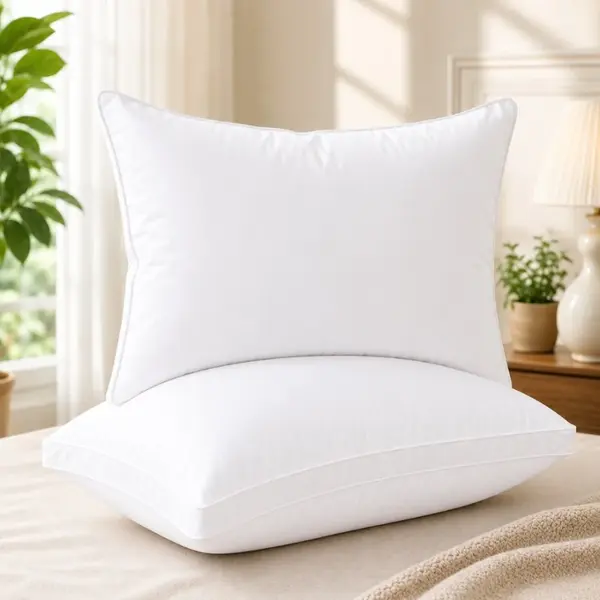 Set de 2 perne Hotel Luxury dreptunghiulare 50x70cm cu puf siliconizat, alb