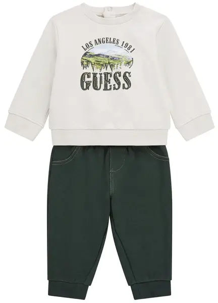 Set de 2 piese Guess - Bluză cu imprimeu și pantaloni, verzi, 24 luni