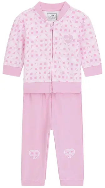 Set de 2 piese Guess - Bluza cu pantaloni în carouri, roz, 24 luni