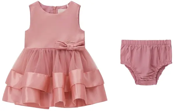 Set de 2 piese Guess - Rochie cu voaluri și chiloți, roz, 12 luni