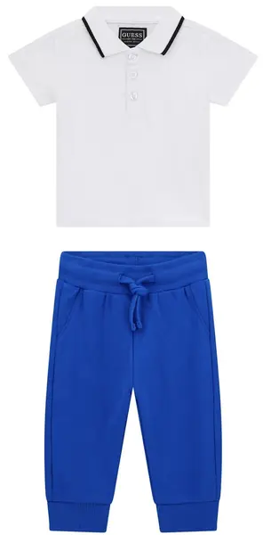 Set de 2 piese Guess - Tricou cu guler și pantaloni, multicolor, 12 luni