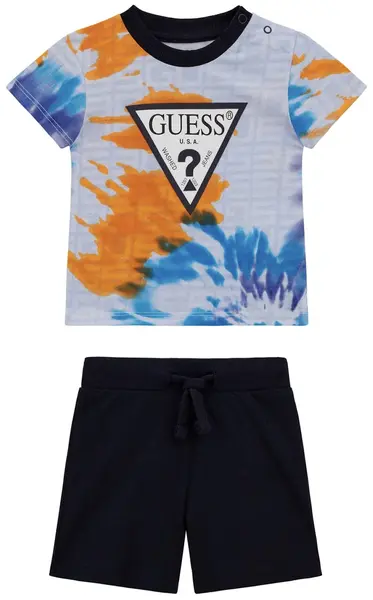 Set de 2 piese Guess - Tricou cu nuanțe și pantaloni scurți, multicolor, 18 luni