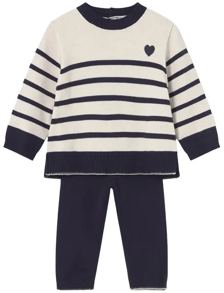Set de 2 piese Mayoral - Bluză cu dungi și pantaloni, bleumarin, 12 luni