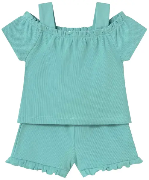 Set de 2 piese Mayoral - Bluza și pantaloni scurți, verzi, 12 luni