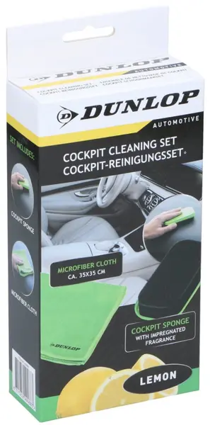 Set de 2 piese pentru curățarea interiorului auto Dunlop - Lămâie