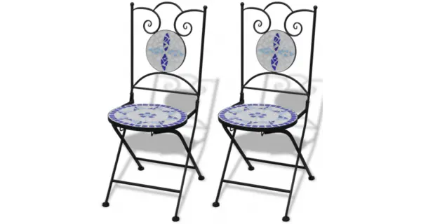 Set de 2 scaune din mozaic, culoare albastru si alb