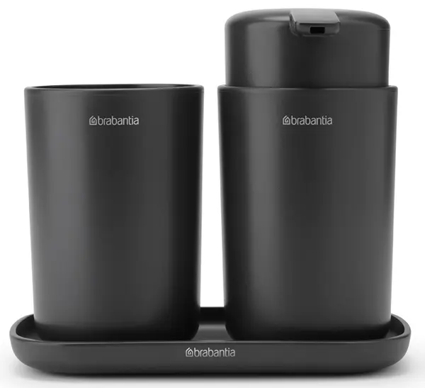 Set de 3 accesorii pentru baie Brabantia - ReNew, Dark Grey