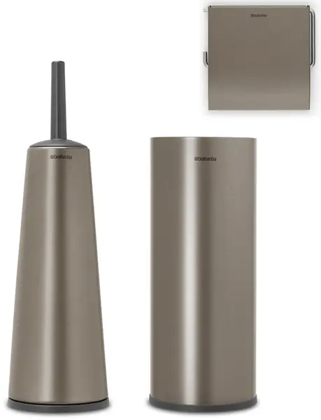 Set de 3 accesorii pentru toaletă Brabantia - ReNew, Platinum
