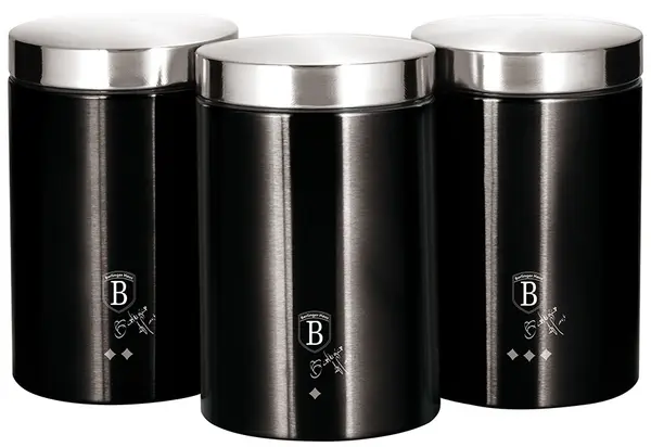 Set de 3 borcane metalice Berlinger Haus - Colecția Black Silver