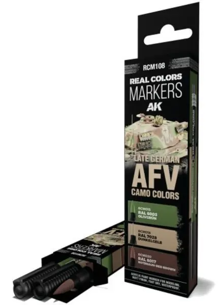 Set de 3 markere cu vopsea acrilica AK Interactive - LATE GERMAN AFV CAMO COLORS (RCM108)