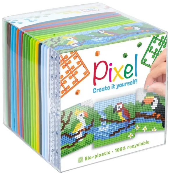 Set de 3 mozaicuri Pixelhobby - Păsări tropicale, cu pixeli Classic