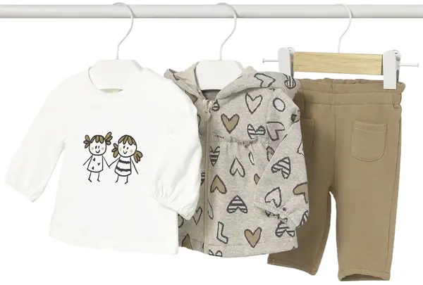 Set de 3 piese Mayoral - Bluza, vestă și pantaloni, maro, 1-2 luni