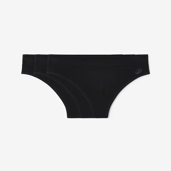 Set de 3 tanga de sport fără cusături negru, damă