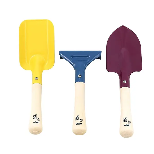 Set de 3 ustensile de gradinarit pentru copii Vilac harlet, lopata si grebla