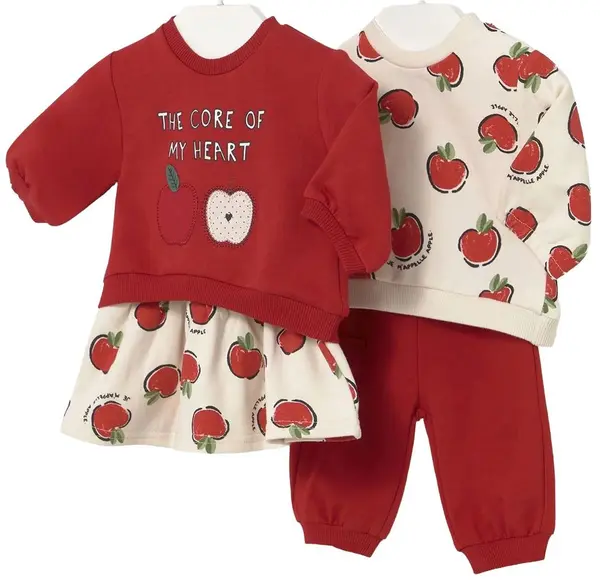 Set de 4 piese Mayoral - Pulovere, fustă și pantaloni, culoarea vișiniei, 4-6 luni