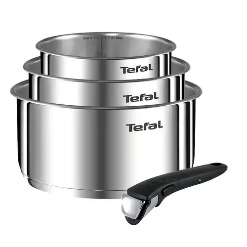 Set de 4 piese Tefal Ingenio Emotion L896S404, cratita 16X18X20 cm, maner detasabil (Inox)