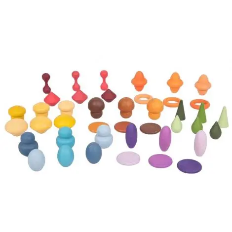 Set de 42 forme din lemn colorate pentru activitati educative Comorile Padurii