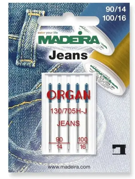 Set de 5 ace de cusut pentru blugi Madeira 9457, Finete 90-100