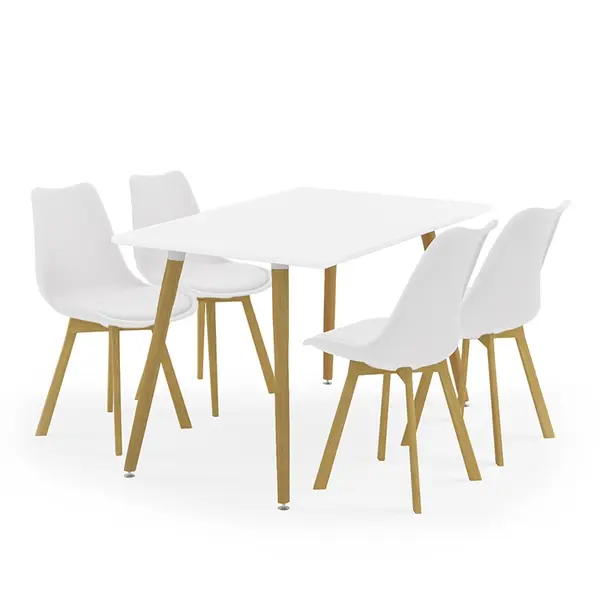 Set de 5 buc masa si scaune Natali Gaston alb nuanta alb natural 120x80x76 cm