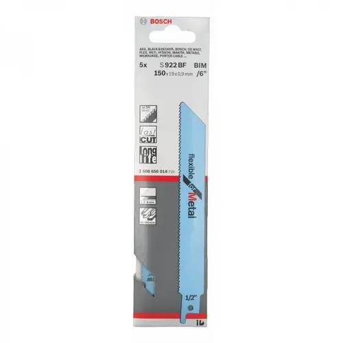 Set de 5 panze de ferastrau pentru metal Bosch S 922 BF, Flexible for metal, 150 mm