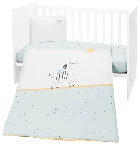 Set de 5 piese de lenjerie de pat pentru copii KikkaBoo - Stripy Friends