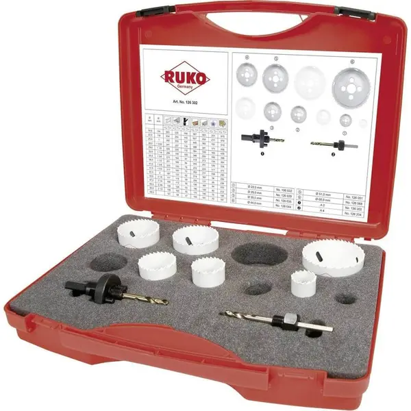Set de 8 carote HSSE-Co Ruko 126302, 22-68 mm ²