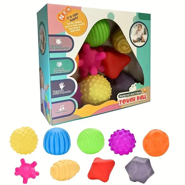 Set de 9 Bile Senzoriale muzicale din PVC Colorate pentru Copii Mici - Stil 2 de culoare inchisa