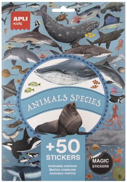 Set de autocolante Apli Kids - Animale din ocean, 50 bucăți