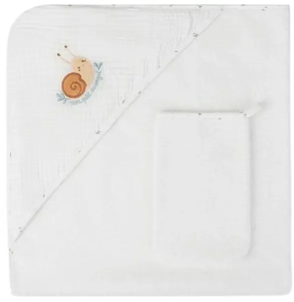 Set de baie pentru bebeluși Sergent Major - Prosop cu glugă și prosop mic, 80 x 80 cm