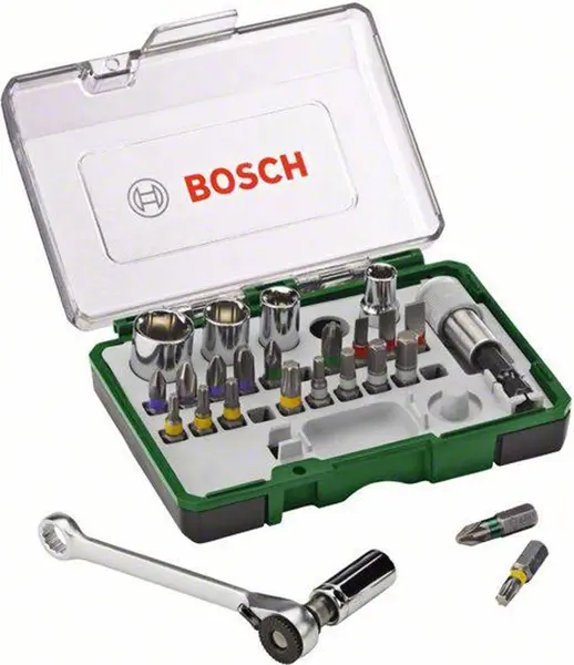 Set de biți și clichet Bosch - 27 părți, Ø6/7/8/10/13 mm