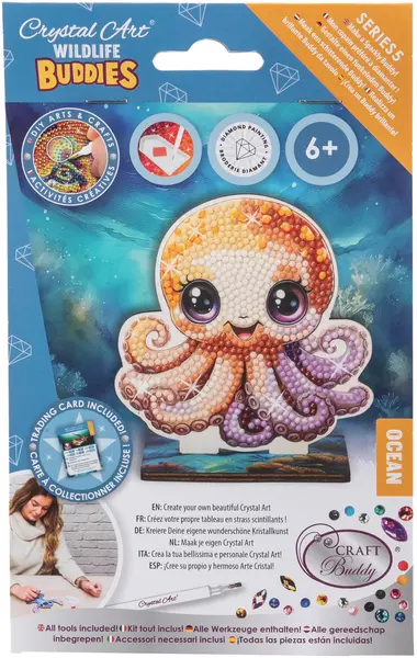 Set de broderie cu diamante Craft Buddy - Crystal Art Buddies: Caracatiță, 7 piese